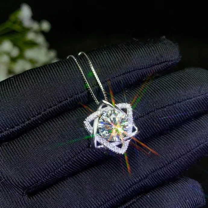 2 карат мигание moissanite драгоценный камень ожерелье лучше чем алмаз день рождения