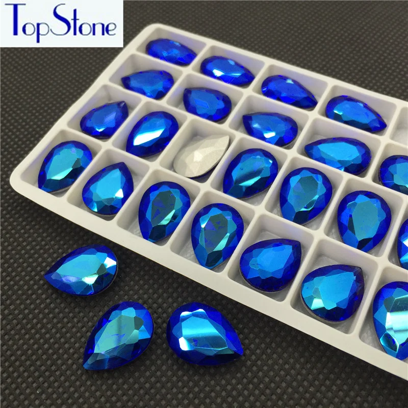 Кобальт AB Цвет стекло кристалл КАПЛЕВИДНАЯ заостренная задняя горный хрусталь