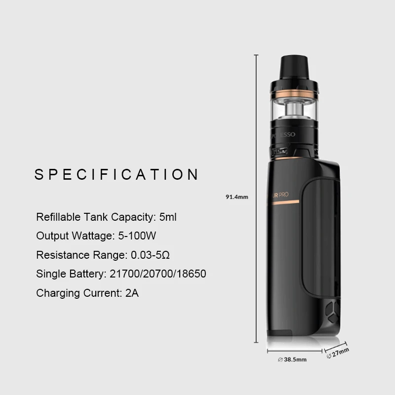 In Stock Electronic Cigarette Vaporesso Armour Pro 100W Vape Kit Compatible with 21700 20700 18650 Battery Use GT Meshed Coil |