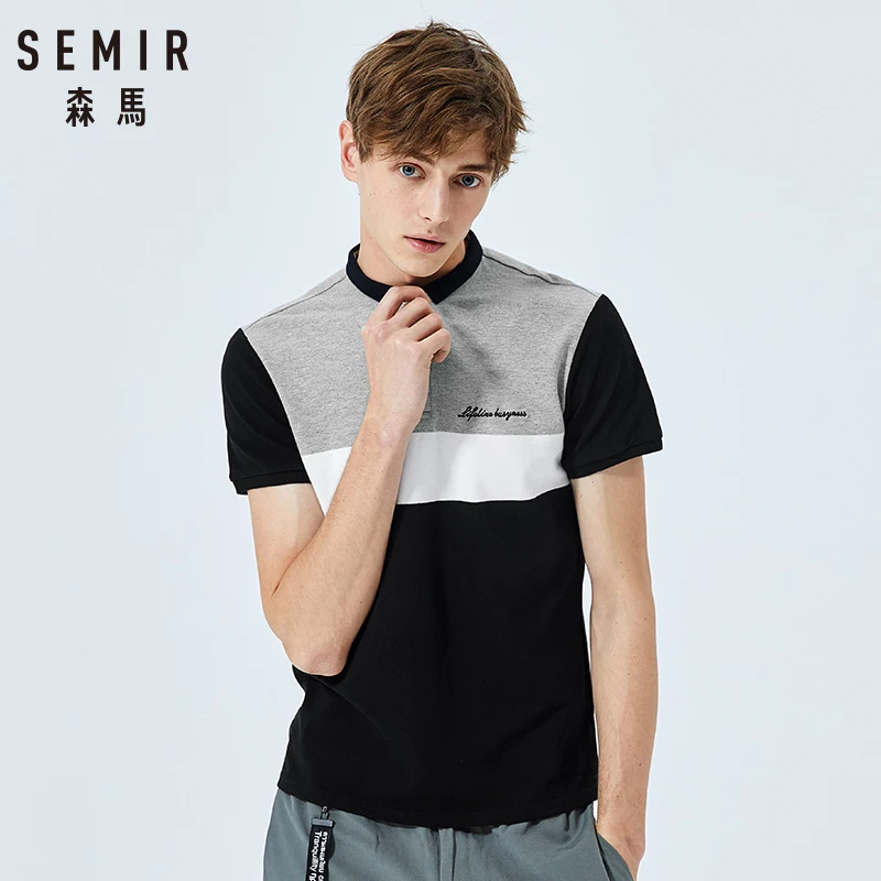 Мужская рубашка поло SEMIR однотонное дышащее из мягкого хлопка с вышивкой лошади