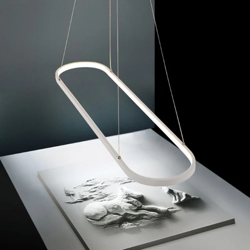

Modern minimalist white painted aluminum LED chandelier personalized for restaurant decoration dimmable warm light