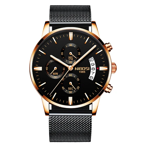 Black Rose Alloy NIBOSI часы мужские Relogio Masculino Для мужчин часы Роскошные известный бренд Мужская мода повседневные платья часы военные Кварцевые наручные часы Saat - Цвет: Black Rose Alloy