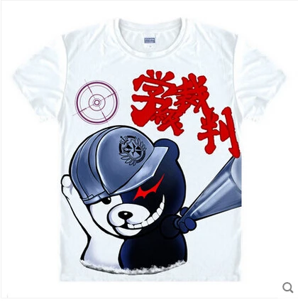Аниме Danganronpa футболка Monokuma рубашка крутые рубашки с круглым вырезом манга Топ