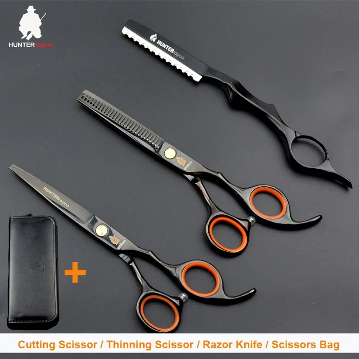 scissor set with bag 50% скидка Ножницы Профессиональные 6 в Парикмахерские Набор ножниц для парикмахерских принадлежностей HT9126 парикмахерские салоны истончение ножницы - Цвет: scissor set with bag