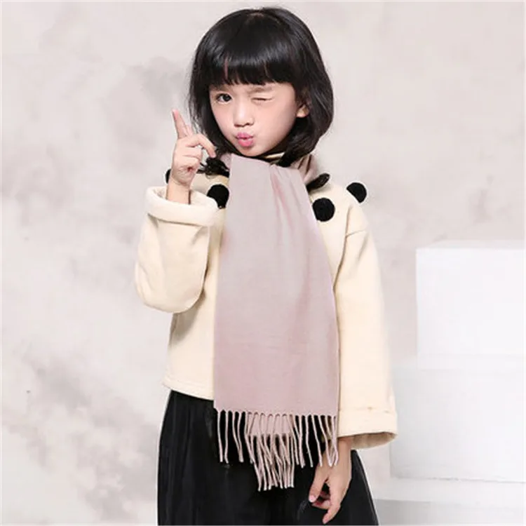 100% козья шерсть кашемир Детская мода водная рябь однотонные шарфы Длинная