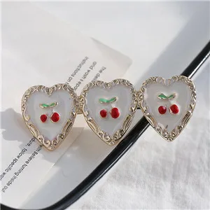 White-cherry Модные женские заколки для волос, базовый сплав, заколки для волос для девочек, милая любовь, клубника, заколки для волос, стильные аксессуары для волос - Цвет: White-cherry