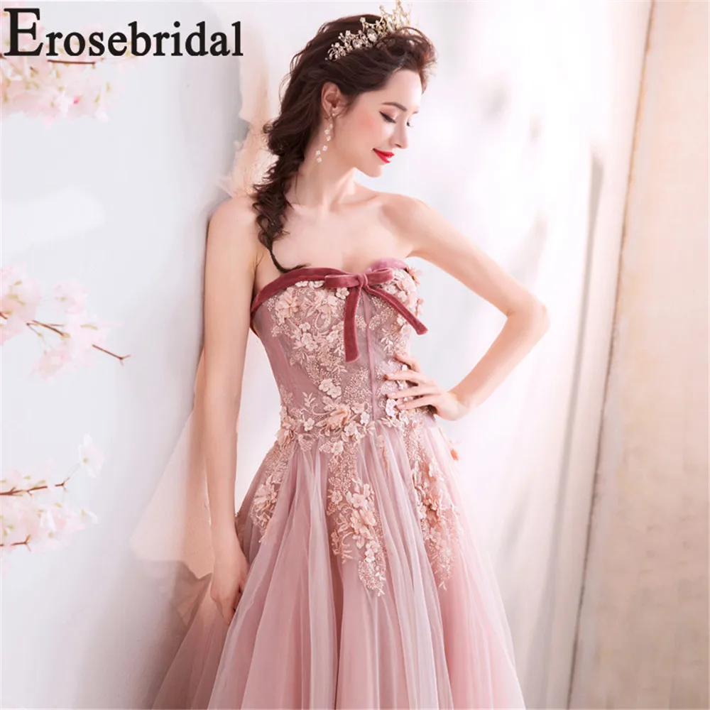 Женское платье без бретелек Erosebridal длинное формальное вечернее с объемным