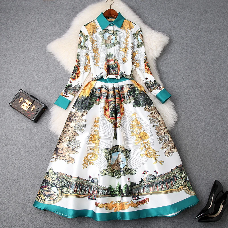 Комплект одежды с принтом для офиса весна лето 2019 винтажная Свободная рубашка