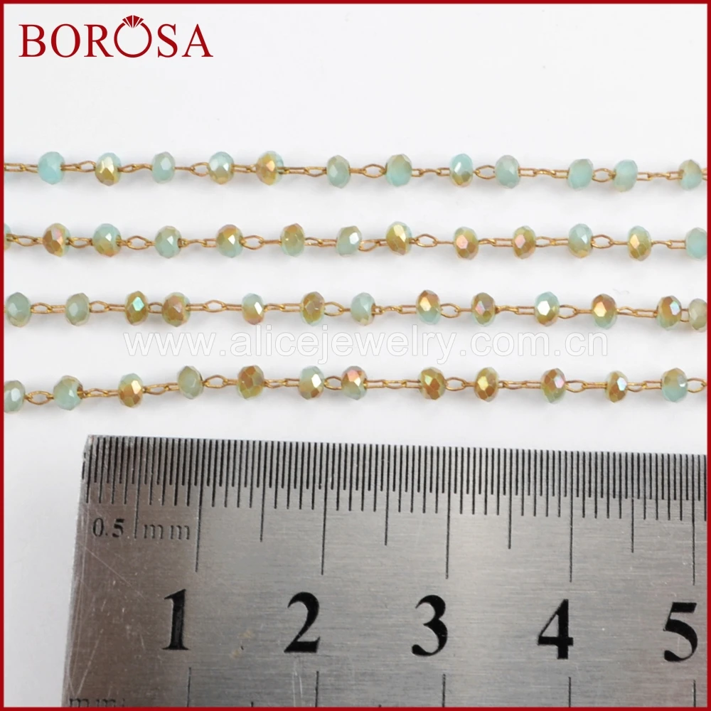 BOROSA 3 мм синие и желтые стеклянные бусины цепи Розария для Drusy ожерелье DIY