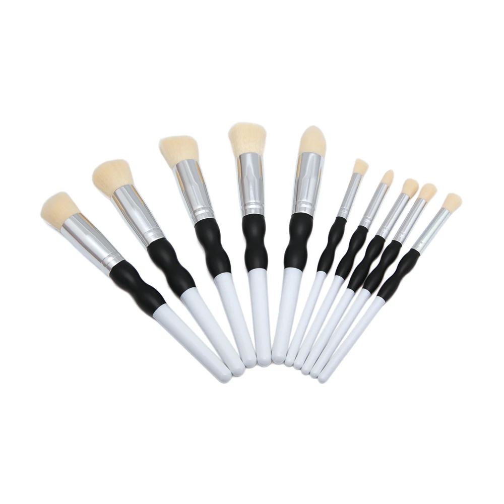 10 шт. деревянной ручкой Макияж Кисточки комплект Косметическая пудра Румяна