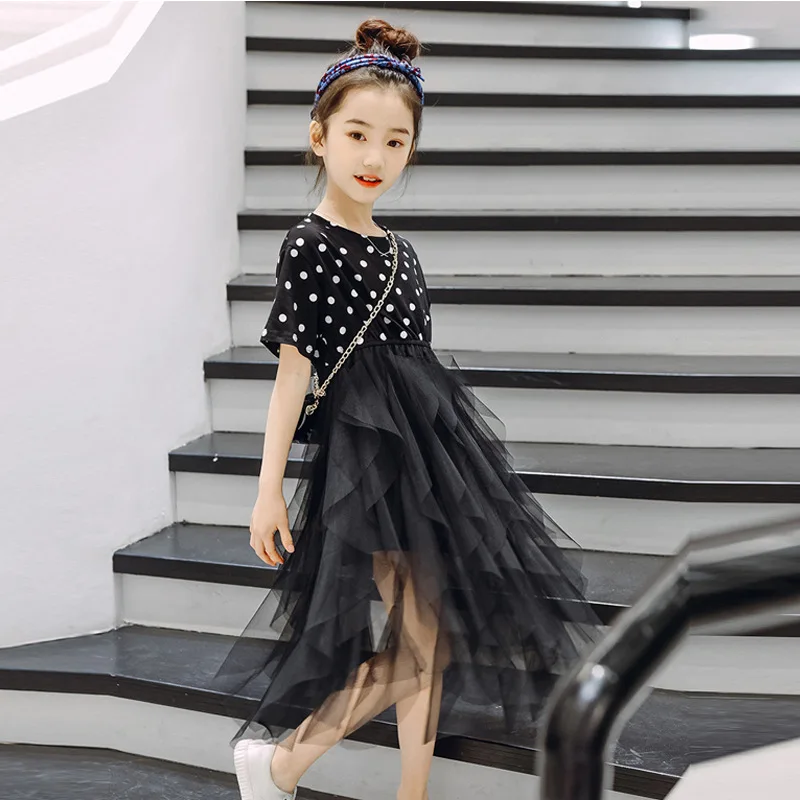 Платье для девочек 2019 г. Новое Стильное летнее платье Детское газовое принцессы в