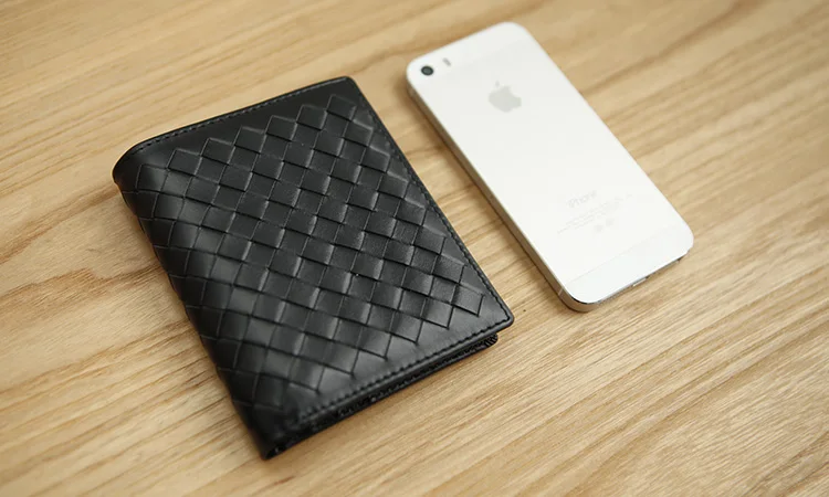 LANSPACE кошелек из натуральной кожи тканые мужские кошельки модный держатель для