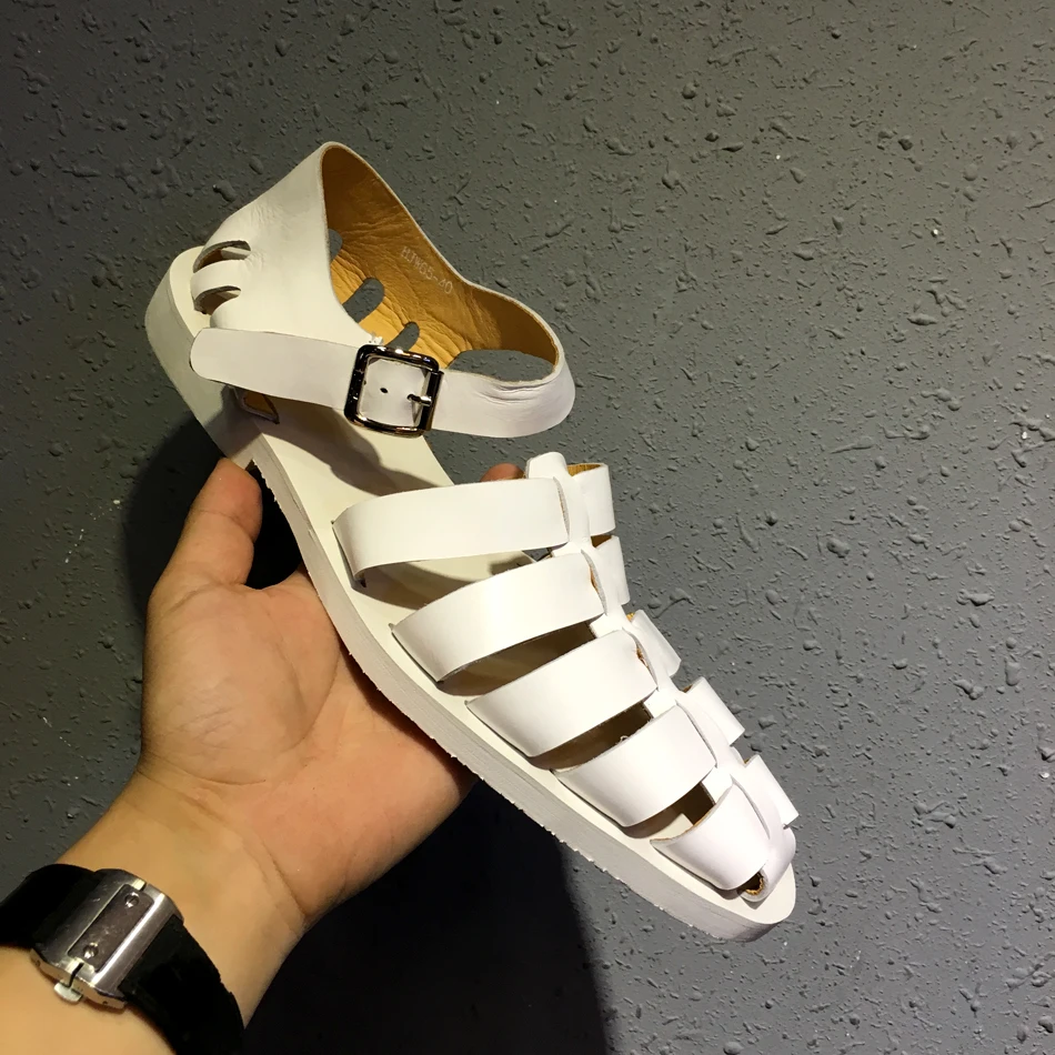Fashion summer casual shoes high quality handmade men gladiator sandals comfortable white buckle strap | Обувь
