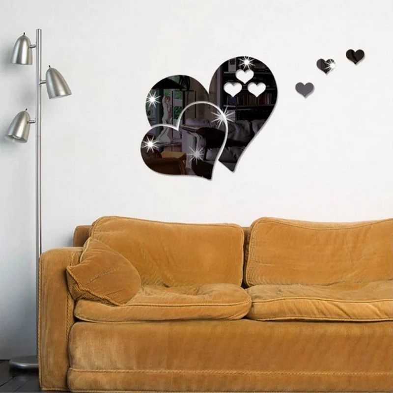 5 видов цветов 3D зеркальный стикер в форме сердца уникальный DIY настенное