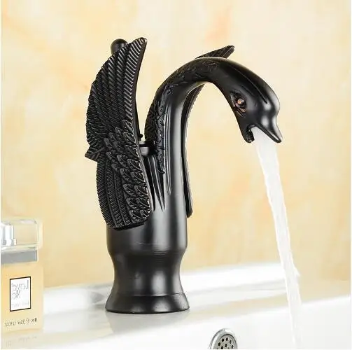 Новый дизайн смеситель в виде лебедя позолоченный для умывальника роскошный