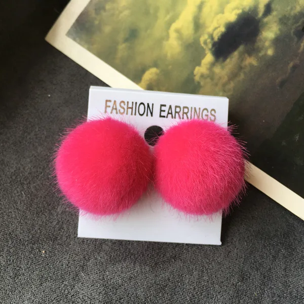 Осень 2017 г. и зимние модные плюшевые круглый Серьги Япония Южная Корея