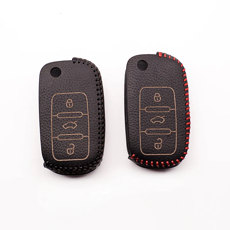 Чехол для автомобильных ключей из натуральной кожи 3 кнопки Volkswagen VW GOLF 4 5 6 Passat B5 B6