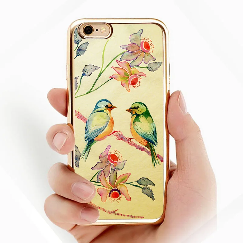 Lotezly для iPhone 6 покрытие TPU телефон Shell случаях птица иллюстрации (взять 7 чехол)