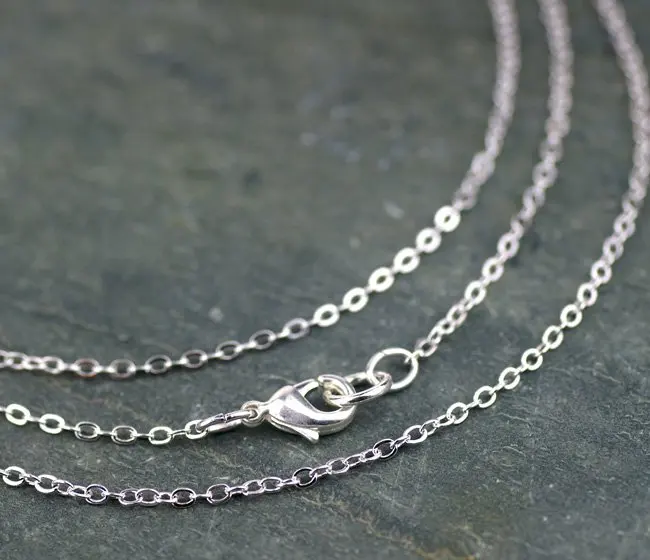 Бесплатная доставка! 100 шт./лот 2*3 мм Посеребренная плоская цепочка ожерелье 32 &quotL