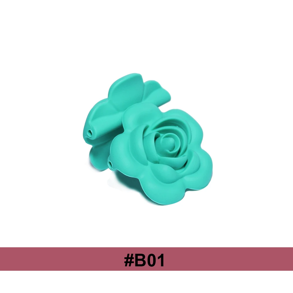 Happyfriends 10 шт. силиконовые бусины в виде роз без бисероплетения для прорезывания зубов в форме цветка, Детские Прорезыватели для прорезывания зубов, ожерелье для изготовления - Цвет: B01