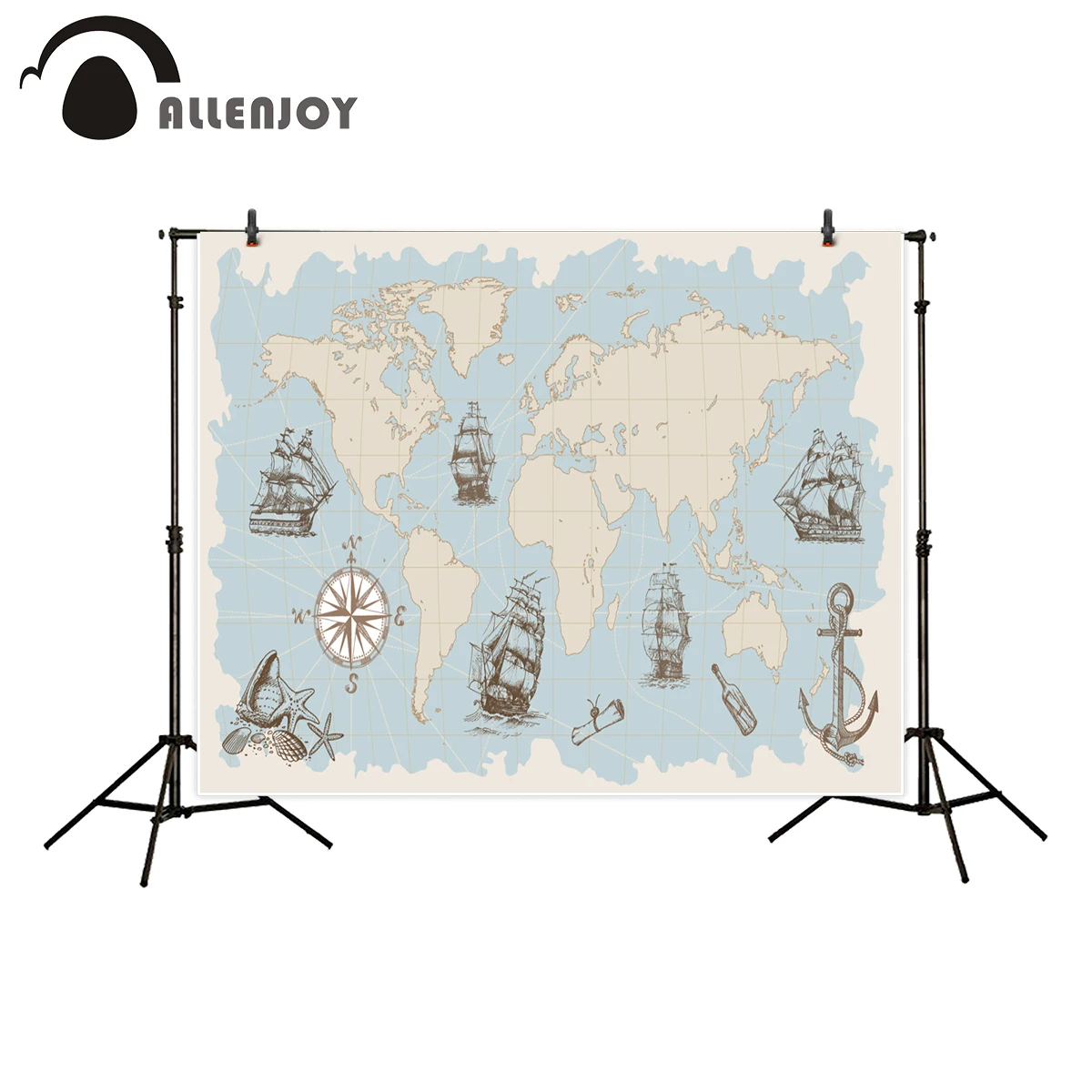 

Allenjoy фоны для фотостудии голубая Карта сокровищ компас парусная лодка фон для фотосъемки Новый