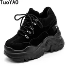 Женские ботинки на высоком каблуке 12 см на платформе, модная Женская Осенняя обувь, кожаные кроссовки на танкетке, Зимние ботильоны, водонепроницаемые ботинки 2022