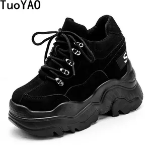 Женские ботинки на высоком каблуке 12 см на платформе, модная Женская Осенняя обувь, кожаные кроссовки на танкетке, Зимние ботильоны, водонепроницаемые ботинки 2022