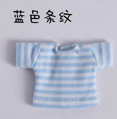 blue stripe 1 шт. мини одежда летние повседневные полосатые футболки для OB11, BJD 1/12, Obitsu 11 Аксессуары для кукольной одежды - Цвет: blue stripe
