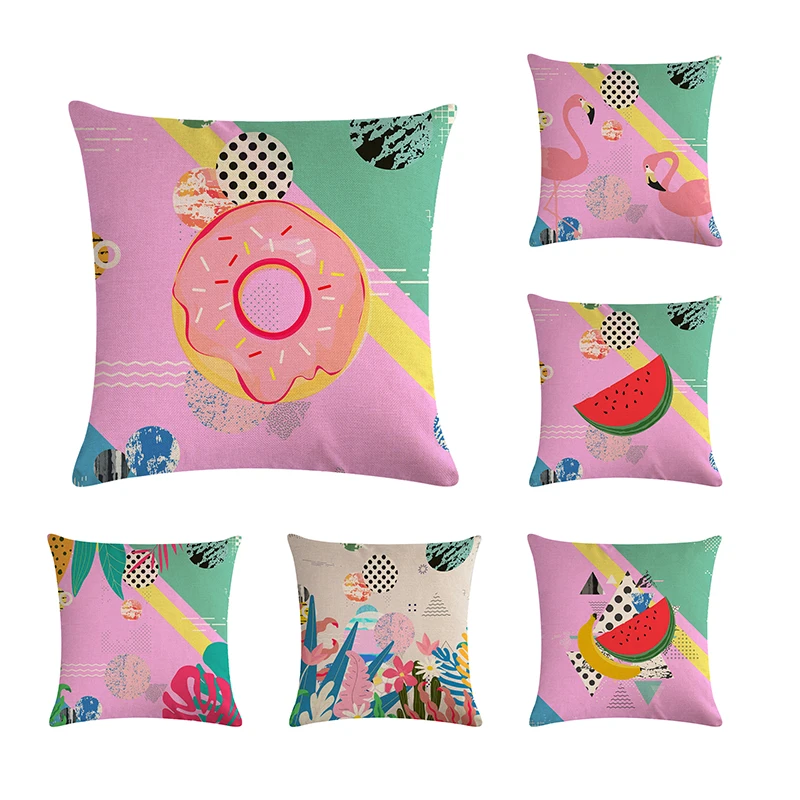 

Декоративная наволочка с красочным рисунком, наволочки фламинго, хлопок, лен, квадратный 45*45 см, Наволочка на диван-кровать ZY659