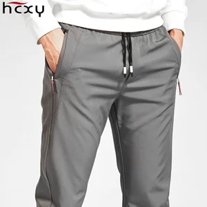 Повседневные мужские теплые брюки HCXY сезона зима-осень 2021, мужские теплые брюки с эластичным поясом, мужские быстросохнущие бархатные брюки для мужчин