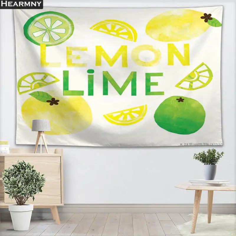 Фоновая ткань гобелен для балдахинов настенная подвеска лимон фрукты спальня
