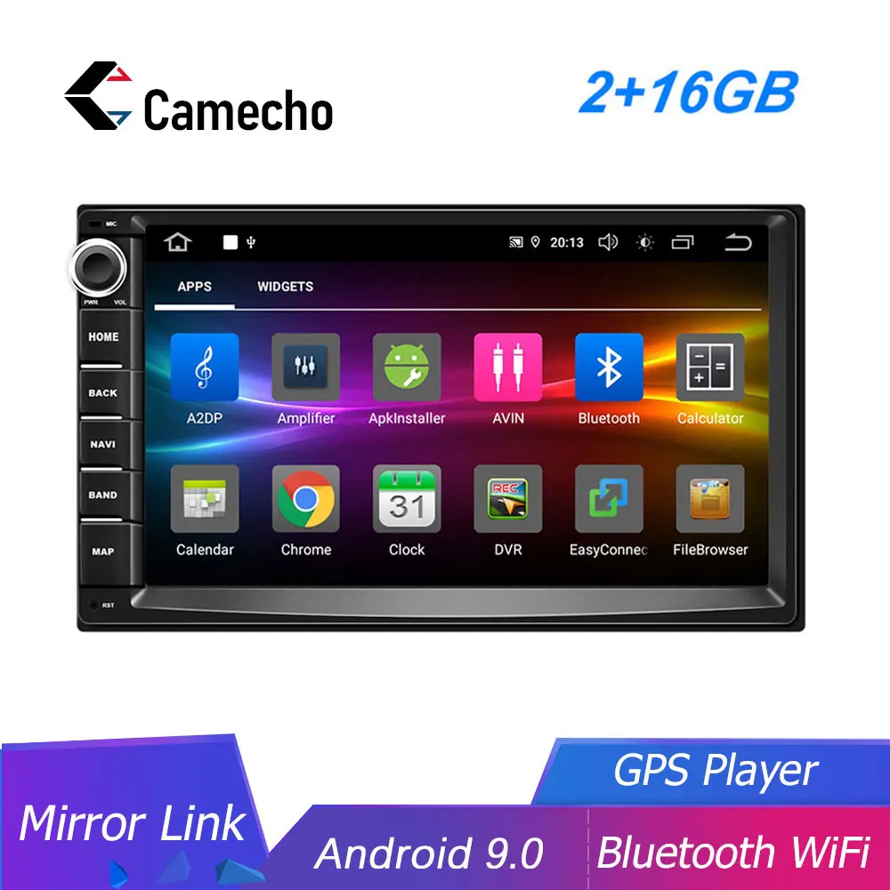 Camecho Android9.0 2DIN Mp5 мультимедийный плеер GPS автомобильное радио аудио Bluetooth Wifi