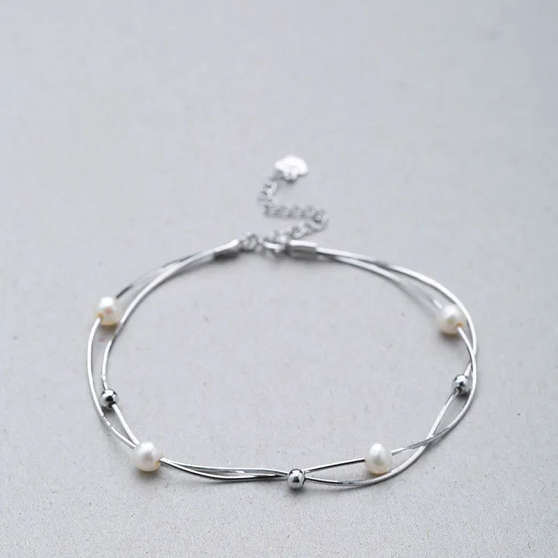 Aitunan Простые Модные Белые В виде ракушки жемчуг браслет стерлингового серебра 925