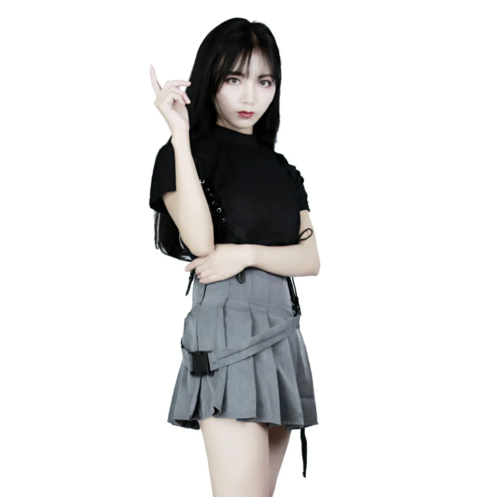 2019 стимпанк женские плотно прилегающий топ с высоким воротником короткий рукав s