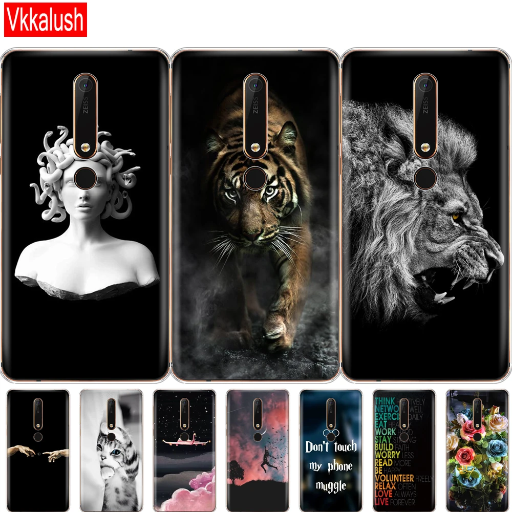Силиконовый чехол для Nokia 6, 6,1, 7 Plus, 8, 9, Nokia 6, 2018X5X6, чехол из мягкого ТПУ для задней панели телефона, чехол-бампер с рисунком