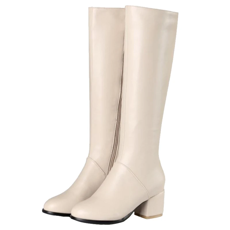 SJJH/женские высокие сапоги до колена с круглым носком Короткие Плюшевые для