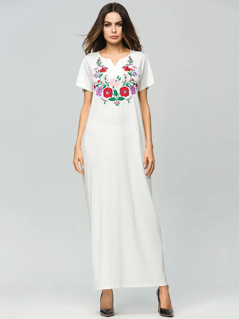 2019 Лето Дубай абайя женское платье с вышивкой карман мусульманское макси модное