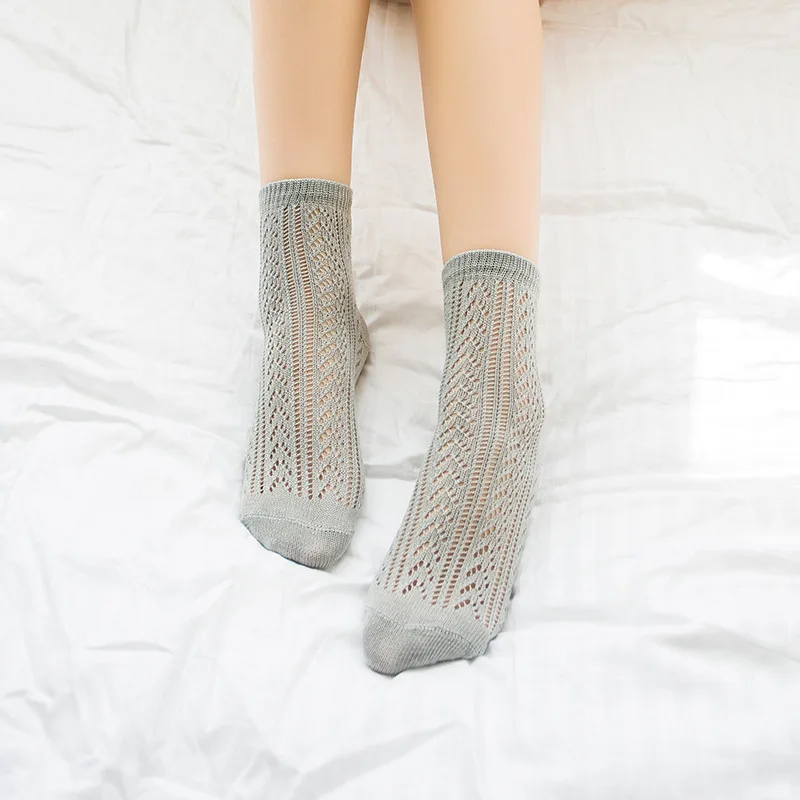 High Quality Women Spring Summer Retro Hollow Mesh Net Socks White Black Breathable Party Pricness Short Slim Cotton Sock | Женская
