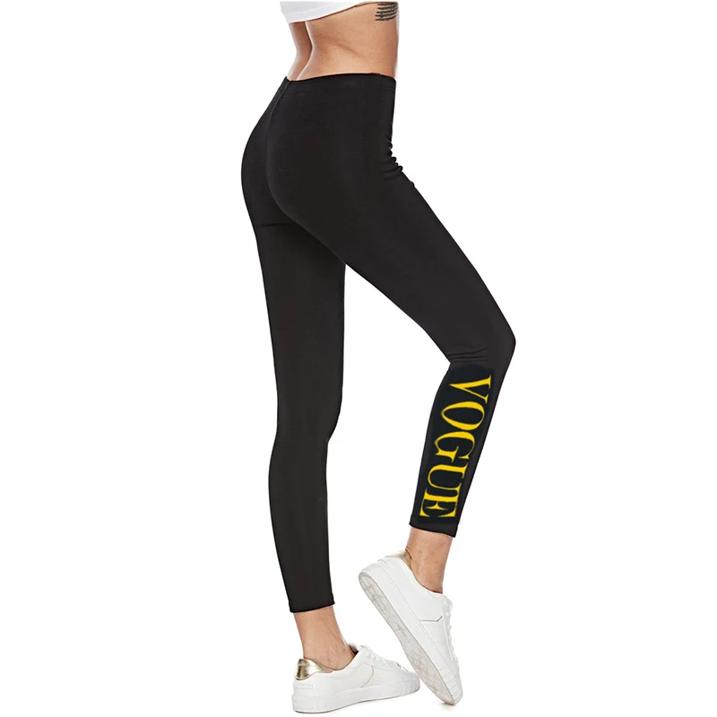 Женские леггинсы с буквенным принтом ZSIIBO Черные Оригинальные для активного
