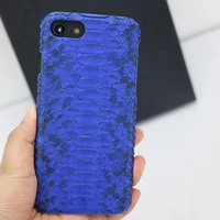 customized blue color python leather case for iphone x 8 plus 11 12 13 pro max mobile phone genuine leather protective cover