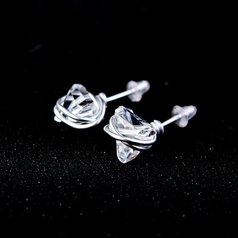 Popular Fashion Irregular Clear Crystal Quartz Natural Raw Stone Stud Earrings Handmade For Women Jewelry Z4 | Украшения и