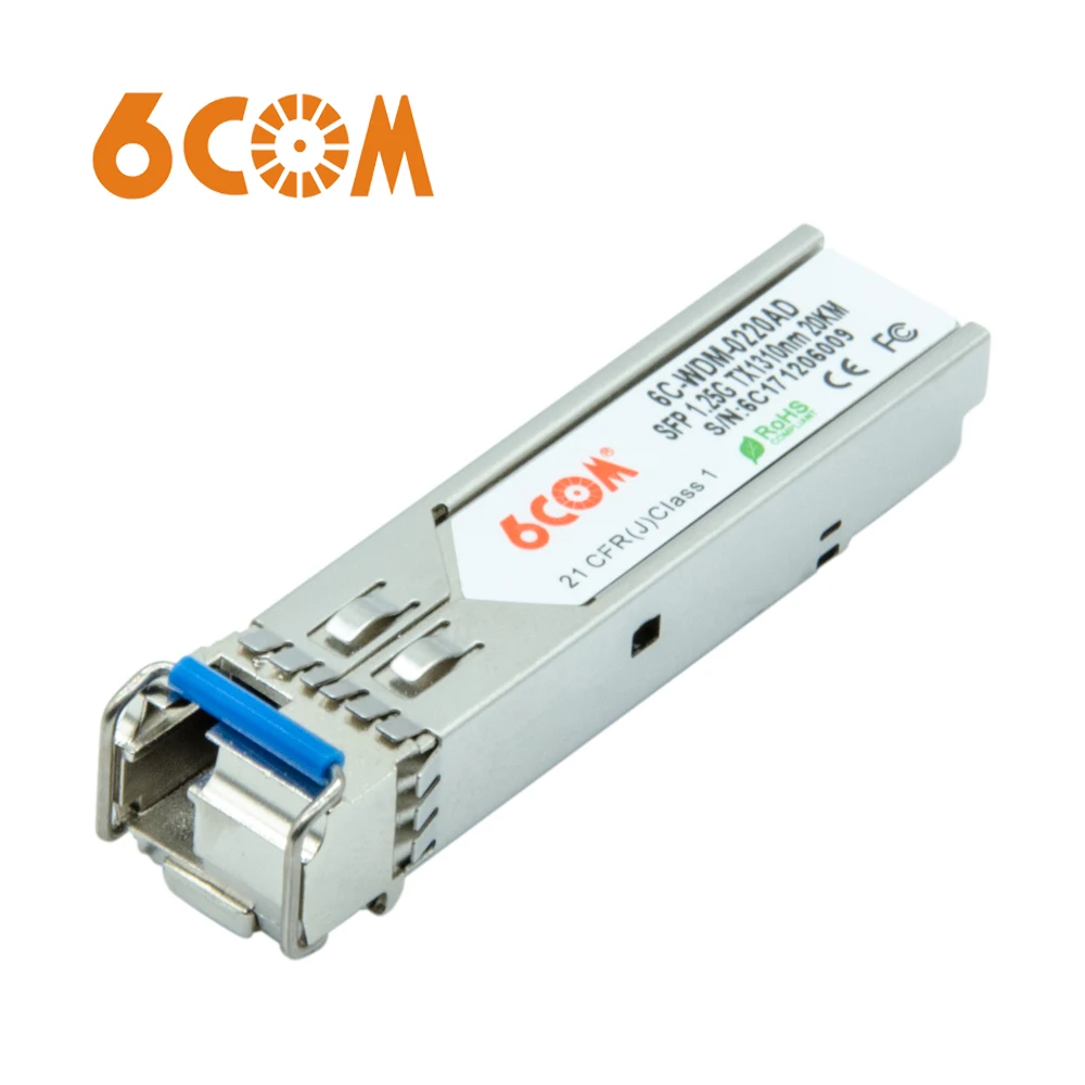 6COM совместимый для можжевельника SFP-GE20KT13R15, BiDi SFP трансивер, 1000BASE-BX 1310nm-TX/1550nm-RX 20 км
