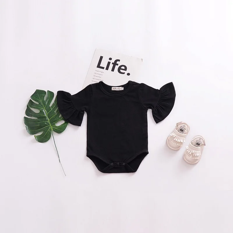 Комбинезон для новорожденных девочек однотонный хлопковый ромпер с