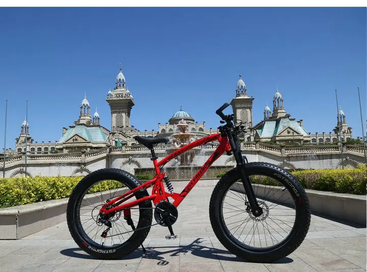 Love Freedom Bысокое качество Горный велосипед 26*4.0 Fatbike 7/21/24/27 Скорость амортизатор велосипеды жирные шины Снегоход Двойные дисковые тормоза велосипеда