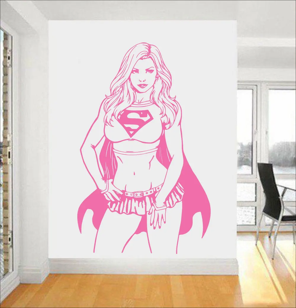Американский ТВ супер герой Supergirl стикер на стену для гостиной Винил Искусство домашний Декор Съемный интерьер подростка обои B630