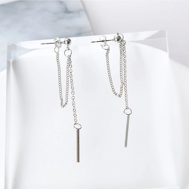 Популярная Корейская горячая Распродажа 1 пара серебряных уникальных длинных