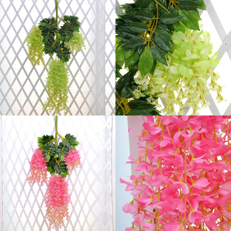 Искусственные шелковые цветы искусственные листва подвесные двойной цветок