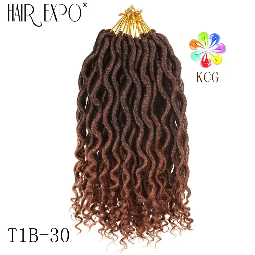 T1B/30 Волосы EXpo City 12 ''богиня Faux locs Curly концы короткие волнистые синтетические волосы для наращивания крючком косы 12 прядей/упаковка черный Afros - Цвет: T1B/30