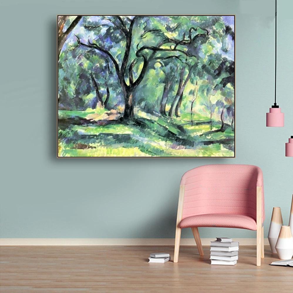 

"Forest" Cezanne paintings canvas classic painting Retro Posters And Prints Wall Art Pictures Modenr HOme Decoration Mural