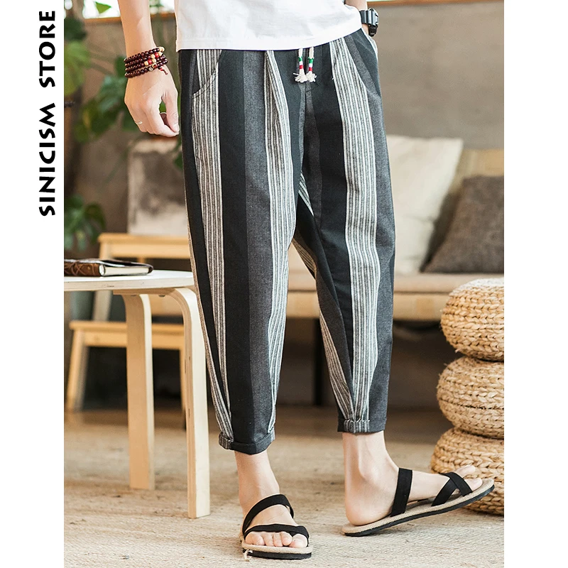 Sinicism Store Man 5XL хлопковые льняные брюки Мужские Jogger по щиколотку 2018 мужские летние